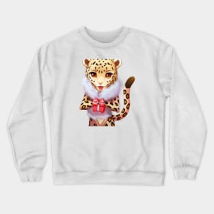 Cute Leopard Drawing Crewneck Sweatshirt